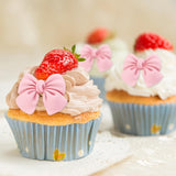 Darrahopens Home & Garden > Kitchenware > Bakeware & Accessories 20 Pack Bow Cupcake Decorations, Bow Cake Topper Supplies, Bow Cupcake Toppers, Bow Cake Decor Bows for Cake Decorating for Theme Parties, Pink In Australia - Darrahopens