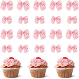 Darrahopens Home & Garden > Kitchenware > Bakeware & Accessories 20 Pack Bow Cupcake Decorations, Bow Cake Topper Supplies, Bow Cupcake Toppers, Bow Cake Decor Bows for Cake Decorating for Theme Parties, Pink In Australia - Darrahopens