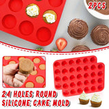 Darrahopens Home & Garden > Kitchenware > Bakeware & Accessories 2pcs 24 Hole Round Silicone Cake Baking Pan DIY Baking Mold for Easy Cake Making