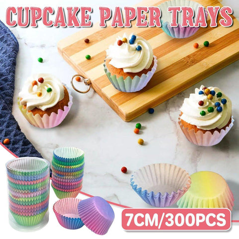Darrahopens Home & Garden > Kitchenware > Bakeware & Accessories 300pcs Gradient Colour Cupcake Paper Cases Baking Moulds Muffin Liners Set