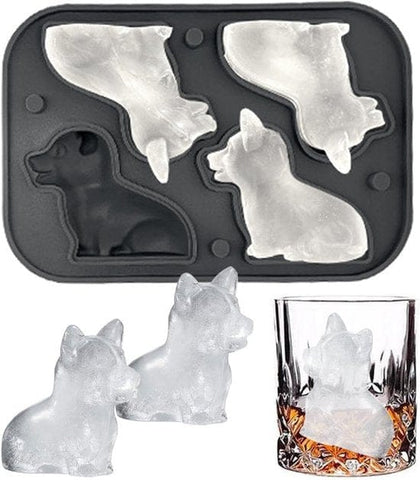 Darrahopens Home & Garden > Kitchenware > Bakeware & Accessories 3D Corgi Ice Cube Mold - With Integrated Funnel - Cute Dog Shape - Silicone & Easy De-molding