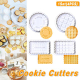 Darrahopens Home & Garden > Kitchenware > Bakeware & Accessories 4PCS Plaid Cookie Stamp Set Waffle Biscuit Cutter Press Home Baking Tool Kit