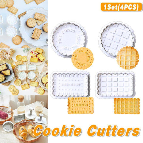 Darrahopens Home & Garden > Kitchenware > Bakeware & Accessories 4PCS Plaid Cookie Stamp Set Waffle Biscuit Cutter Press Home Baking Tool Kit