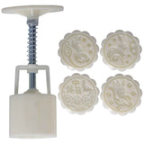 Darrahopens Home & Garden > Kitchenware > Bakeware & Accessories 50g HandPress Mooncake Mold Dessert Biscuits Mold Baking Tool with 4 Round Stamps for Kitchen(Cute Rabbits Pattern ) In Australia - Darrahopens