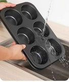 Darrahopens Home & Garden > Kitchenware > Bakeware & Accessories 6-Cup Muffin Tray Black