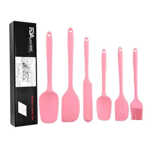 Darrahopens Home & Garden > Kitchenware > Bakeware & Accessories 6Pcs Food-Grade Silicone Scraper Set, Baking Cream Spatulas (Pink)(2 set/12PCS)
