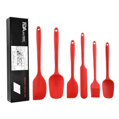 Darrahopens Home & Garden > Kitchenware > Bakeware & Accessories 6Pcs Food-Grade Silicone Scraper Set, Baking Cream Spatulas (red)(2 set/12PCS)