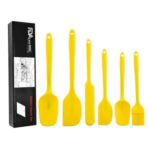 Darrahopens Home & Garden > Kitchenware > Bakeware & Accessories 6Pcs Food-Grade Silicone Scraper Set, Baking Cream Spatulas (Yellow)(2 set/12PCS)