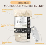 Darrahopens Home & Garden > Kitchenware > Bakeware & Accessories 730ml Sourdough Fermentation Jar in a Glass Jar | Includes stirring spoon, measuring cup, and fabric cover - for dough, bread baking, and sourdough fermentation