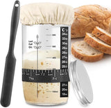 Darrahopens Home & Garden > Kitchenware > Bakeware & Accessories 730ml Sourdough Fermentation Jar in a Glass Jar | Includes stirring spoon, measuring cup, and fabric cover - for dough, bread baking, and sourdough fermentation