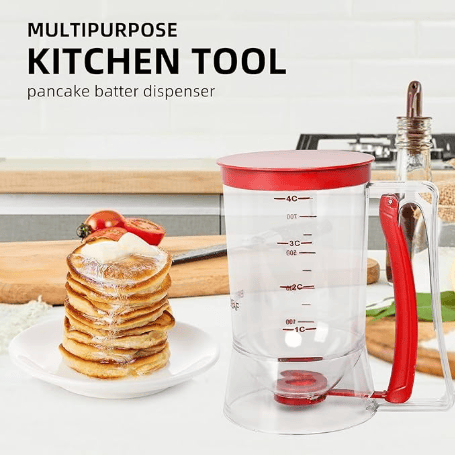 Darrahopens Home & Garden > Kitchenware > Bakeware & Accessories 800 ML Batter separator Cupcakes Pancakes Cookie Cake Waffles Batter Dispenser cookie separator batter Cream Speratator Cup Measuring Baking Tools (red)