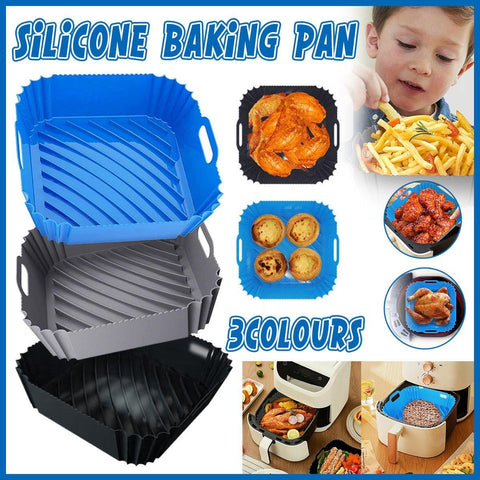 Darrahopens Home & Garden > Kitchenware > Bakeware & Accessories Air Fryer Silicone Pot Basket Liner Non Stick Reusable Baking Tray Accessories - Grey