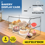 Darrahopens Home & Garden > Kitchenware > Bakeware & Accessories Alston 2-Tier Bakery Display Case Cabinet Pastry Acrylic Cupcake Donuts Cake Pastry Clear Display Cabinet Shelf Transparent Showcase 225x485x330mm
