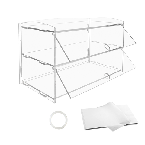 Darrahopens Home & Garden > Kitchenware > Bakeware & Accessories Alston 2-Tier Bakery Display Case Cabinet Pastry Acrylic Cupcake Donuts Cake Pastry Clear Display Cabinet Shelf Transparent Showcase 225x485x330mm