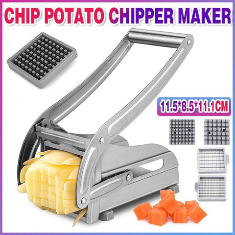 Darrahopens Home & Garden > Kitchenware > Bakeware & Accessories Chip Potato Chipper Maker French Fries Dicer Slicer Chopper Cutter and 2 Blades