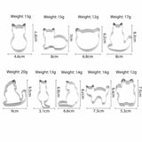 Darrahopens Home & Garden > Kitchenware > Bakeware & Accessories Cookie Cutters Cat - 9 Piece Set - Stainless Steel Baking Cup Set - Cat Shaped Cookie Cutters and Baking Tools - Enjoy cooking with your kids.