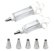 Darrahopens Home & Garden > Kitchenware > Bakeware & Accessories Large Cake Decorating Icing Syringe Gun Set with 5 Stainless Steel Nozzles DIY Cookie Press Baking Tool for Kitchen