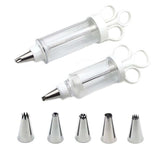 Darrahopens Home & Garden > Kitchenware > Bakeware & Accessories Large Cake Decorating Icing Syringe Gun Set with 5 Stainless Steel Nozzles DIY Cookie Press Baking Tool for Kitchen