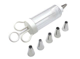 Darrahopens Home & Garden > Kitchenware > Bakeware & Accessories Large Cake Decorating Icing Syringe Gun Set with 5 Stainless Steel Nozzles DIY Cookie Press Baking Tool for Kitchen