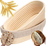 Darrahopens Home & Garden > Kitchenware > Bakeware & Accessories Proofing Basket - Bread Baking - Banneton | 25*15*8cm - Bread Proofing Basket - Oval Proofing Basket - Rattan Bread Pan - Dough Basket - incl. Dough Linen | 1 piece