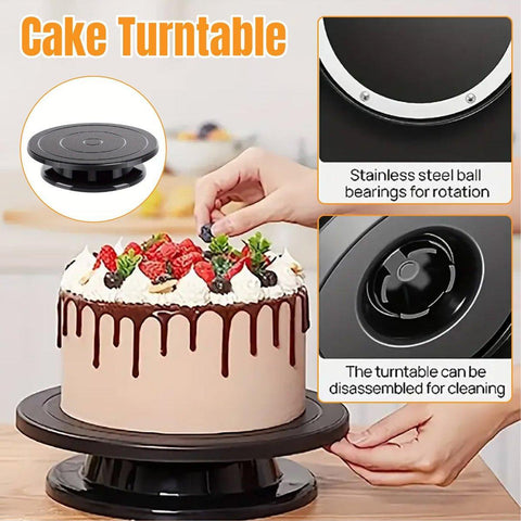 Darrahopens Home & Garden > Kitchenware > Bakeware & Accessories Rotating Cake Turntable Stand Black Plastic Cake Decorating Tools for Baking