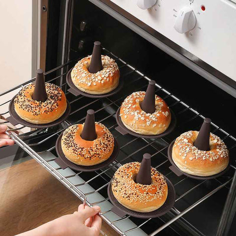 Darrahopens Home & Garden > Kitchenware > Bakeware & Accessories Silicone Donut Baking Mould for Homemade Baking - Heat Range -30℃ to 230℃, Non Stick Pastry Pans with Perforated Base & Cone Centre (6pcs Coffee)