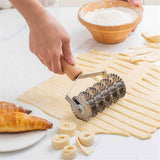 Darrahopens Home & Garden > Kitchenware > Bakeware & Accessories Stainless Steel Dough Lattice Roller Cutter with Wood Handle Noodle Pasta Cutter Wheel Lattice Pastry Tool for Dough Spaghetti Cookie Pie Pizza Bread Crust Roller