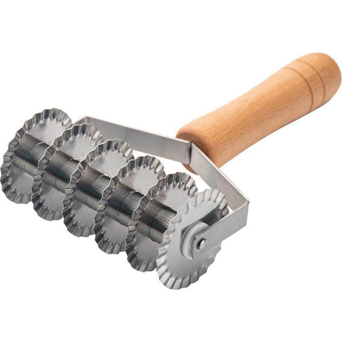 Darrahopens Home & Garden > Kitchenware > Bakeware & Accessories Stainless Steel Dough Lattice Roller Cutter with Wood Handle Noodle Pasta Cutter Wheel Lattice Pastry Tool for Dough Spaghetti Cookie Pie Pizza Bread Crust Roller