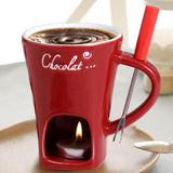 Darrahopens Home & Garden > Kitchenware > Bakeware & Accessories Tealight Fondue Set Ceramic Melting Pot for Chocolate Dessert Red