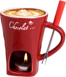 Darrahopens Home & Garden > Kitchenware > Bakeware & Accessories Tealight Fondue Set Ceramic Melting Pot for Chocolate Dessert Red