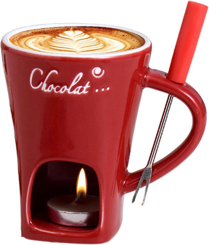 Darrahopens Home & Garden > Kitchenware > Bakeware & Accessories Tealight Fondue Set Ceramic Melting Pot for Chocolate Dessert Red