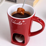 Darrahopens Home & Garden > Kitchenware > Bakeware & Accessories Tealight Fondue Set Ceramic Melting Pot for Chocolate Dessert Red
