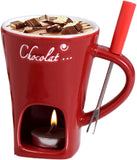 Darrahopens Home & Garden > Kitchenware > Bakeware & Accessories Tealight Fondue Set Ceramic Melting Pot for Chocolate Dessert Red