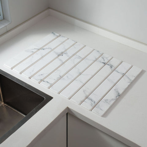 Darrahopens Home & Garden > Kitchenware > Coasters 30x40cm Foldable Marble Pattern Kitchen Dish Drainer(Style 1) - Ultra-Absorbent Natural Stone Mat, Fast-Drying & Space-Saving