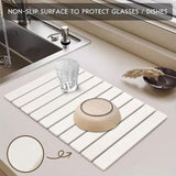 Darrahopens Home & Garden > Kitchenware > Coasters 30x40cm Foldable Marble Pattern Kitchen Dish Drainer(Style 2) - Ultra-Absorbent Natural Stone Mat, Fast-Drying & Space-Saving