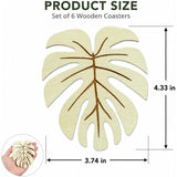 Darrahopens Home & Garden > Kitchenware > Coasters 6 Pcs Bamboo Coaster Set, Natural Wood Grain Coasters, Heat-Resistant Non-Slip Pads, Best Choice For Christmas,11*9.5*0.5 cm