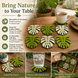 Darrahopens Home & Garden > Kitchenware > Coasters 6 Pcs Bamboo Coaster Set, Natural Wood Grain Coasters, Heat-Resistant Non-Slip Pads, Best Choice For Christmas,11*9.5*0.5 cm