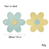 Darrahopens Home & Garden > Kitchenware > Coasters Blue Background With Yellow Heart + Yellow Background With Blue Heart Set of 6 Reversible Flower Shaped Placemats - Waterproof PU Leather Dining Table Mats