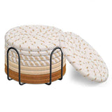 Darrahopens Home & Garden > Kitchenware > Coasters Brown series 8 Piece Handmade Braided Cotton Coasters Set with Holder 4.3 Inch Round Absorbent Drink Coasters Heat Resistant Table Protection Cup Mats for Home Kitchen