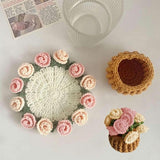 Darrahopens Home & Garden > Kitchenware > Coasters Coasters - Mini Basket Included - Floral Coasters - Vintage Rose Design - Suitable for coffee tables, weddings, housewarming parties, birthdays, etc.（Pink）