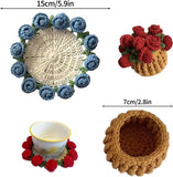 Darrahopens Home & Garden > Kitchenware > Coasters Coasters - Mini Basket Included - Floral Coasters - Vintage Rose Design - Suitable for coffee tables, weddings, housewarming parties, birthdays, etc.（Red）