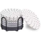 Darrahopens Home & Garden > Kitchenware > Coasters Gray tones 8 Piece Handmade Braided Cotton Coasters Set with Holder 4.3 Inch Round Absorbent Drink Coasters Heat Resistant Table Protection Cup Mats for Home Kitchen