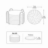 Darrahopens Home & Garden > Kitchenware > Coasters Gray tones 8 Piece Handmade Braided Cotton Coasters Set with Holder 4.3 Inch Round Absorbent Drink Coasters Heat Resistant Table Protection Cup Mats for Home Kitchen