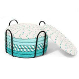 Darrahopens Home & Garden > Kitchenware > Coasters Green series 8 Piece Handmade Braided Cotton Coasters Set with Holder 4.3 Inch Round Absorbent Drink Coasters Heat Resistant Table Protection Cup Mats for Home Kitchen