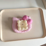 Darrahopens Home & Garden > Kitchenware > Coasters Korean INS Kitty Quilt Insulation Pad, Cute Fabric Kitchen Mat, Desktop Decoration (White and Red)