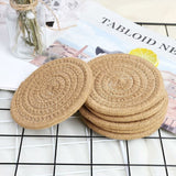 Darrahopens Home & Garden > Kitchenware > Coasters pcs Coffee Color Coasters, 11.5Cm ROund Woven Coasters Water Absorption Woven Drink Coasters Heat Resistant Coasters