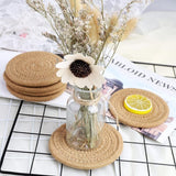 Darrahopens Home & Garden > Kitchenware > Coasters pcs Coffee Color Coasters, 11.5Cm ROund Woven Coasters Water Absorption Woven Drink Coasters Heat Resistant Coasters