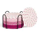 Darrahopens Home & Garden > Kitchenware > Coasters Pink series 8 Piece Handmade Braided Cotton Coasters Set with Holder 4.3 Inch Round Absorbent Drink Coasters Heat Resistant Table Protection Cup Mats for Home Kitchen