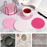 Darrahopens Home & Garden > Kitchenware > Coasters Pink series 8 Piece Handmade Braided Cotton Coasters Set with Holder 4.3 Inch Round Absorbent Drink Coasters Heat Resistant Table Protection Cup Mats for Home Kitchen