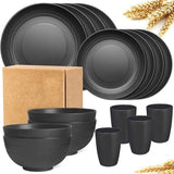 Darrahopens Home & Garden > Kitchenware > Cutlery 16PCS Eco-Friendly Wheat Straw Portable Tableware Set with Plate Bowl Cup